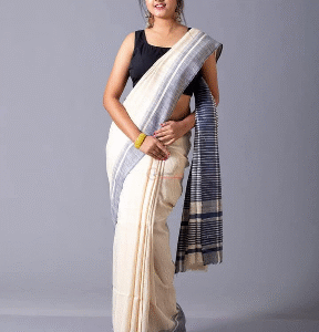 Pure Tussar Khicha Silk Saree – Master Border Weaving Design