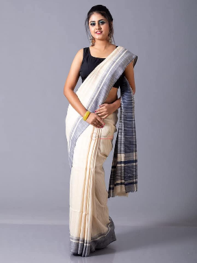 Pure Tussar Khicha Silk Saree – Master Border Weaving Design