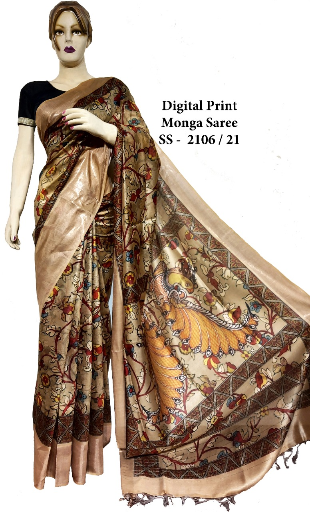 Pure Tussar Khicha Silk Saree – Master Border Weaving Design