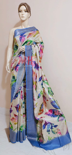 Pure Tussar Khicha Silk Saree – Master Border Weaving Design