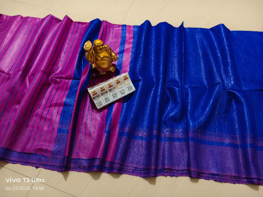 Pure Tussar Khicha Silk Saree – Master Border Weaving Design