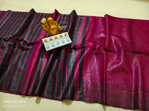 Pure Tussar Khicha Silk Saree – Master Border Weaving Design