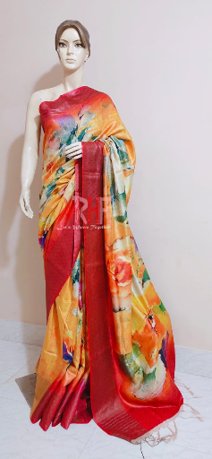 Pure Tussar Khicha Silk Saree – Master Border Weaving Design