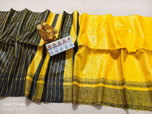 Pure Tussar Khicha Silk Saree – Master Border Weaving Design