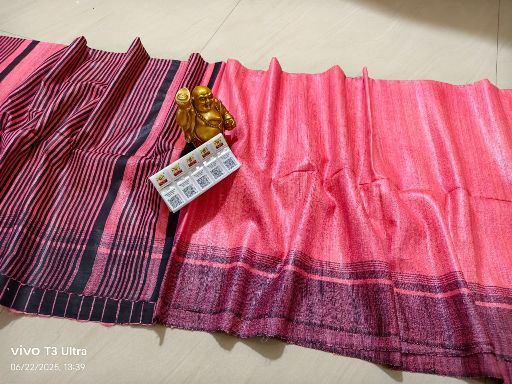 Pure Tussar Khicha Silk Saree – Master Border Weaving Design